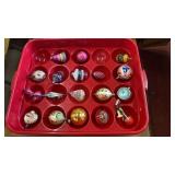 Glass ornaments in carrying case