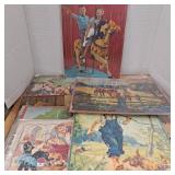 Assorted vintage cardboard puzzles