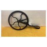 Vintage wooden wagon wheel measure