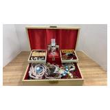 Assortment of Costume Jewelry with Jewelry Box
