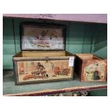 Vintage tin & small wooden box