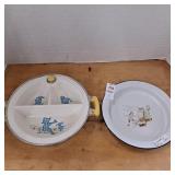 Vintage Excello divided baby food warming bowl,