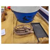 Vintage laundry tub wash board basket & clothes