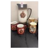 Vintage Beer Pitcher & Mugs of Monks