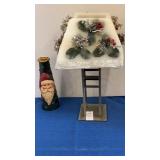 Christmas Candle on heavy cast frame & Santa