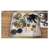 Assortment of Brooches, Necklaces, and Earrings