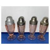 4 Jeannette Glass Floral Poinsettia Pink  Footed