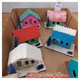 Vintage Putz or glitter houses, produced in Japan