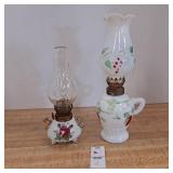 Vintage Miniature Oil Lamp Handpainted Floral