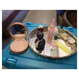Vintage perfume bottles and misc items