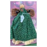 Vintage Wooden Spool Doll & Christmas Decor