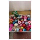 Glass ornaments and garland