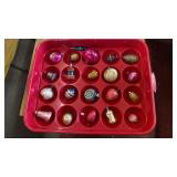 Glass ornaments in carrying case
