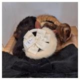 Vintage fur collars, hats and shoulder wrap