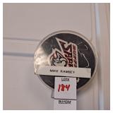Autographed hockey puck Mike Ramsey