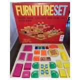 Vintage plastic dollhouse furniture set designed