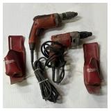 (2) Milwaukee heavy duty screw guns with leather h