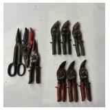 (9) metal shears: 3 left, 3 right, 3 straight
