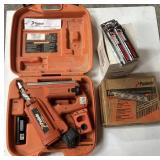 Paslode nail gun with case, includes 10 fuel cells