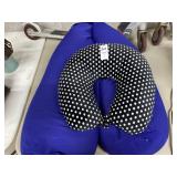 Purple beanbag filled body pillow, black and