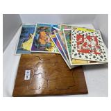 Nine large piece puzzles