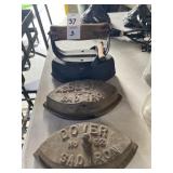 Sad Iron cast base and removable wooden handle