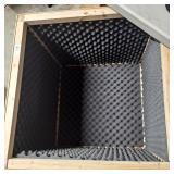 27 1/2 " square wooden padded box with handles,