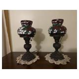 Set of stained glass vanity, lamps, 15 inches