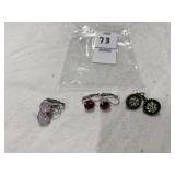 Three pairs of pierced earrings