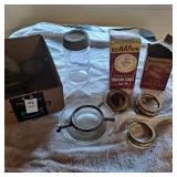 Vintage glass Chicken Waterer, bernatdin caps,