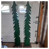 2 wooden handmade Christmas tree decorations with