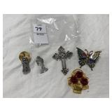 Five novelty pins