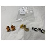 Three pairs of pierced earrings