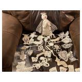 Hand crocheted ornaments, various shapes, angel