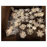 Hand crocheted snowflakes
