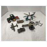 Tanks, planes, tractor, helicopter, Cannon toys