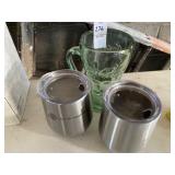 Coca-Cola glass, two insulated cups with lids