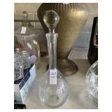 Etched glass cruet 14 inches tall