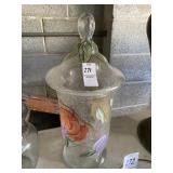 Painted glass lidded container