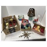 Candles, votives, candle snuffer, decorative