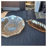 Vintage Iridescent Peach Amber Glass Bowl