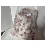 Red toile quilted queen size bedspread