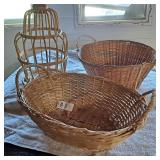 Decorative vintage birdcage,2 wicker baskets