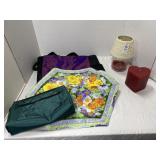 Two Nylon bags, heart shaped candle, ceramic