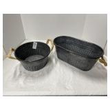 Two decorative tins, 8 and 13 ï¿½ wide