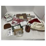 Longaberger leather coin purse, tea basket liner,