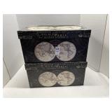 Two large decorative storage boxes with metal