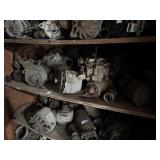 Shelf Lot of Alternators and Car Parts