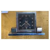 Art Deco tabletop clock, chrome, geometric
