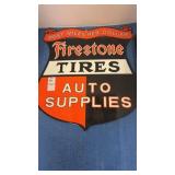 Firestone tires metal advertising sign, double